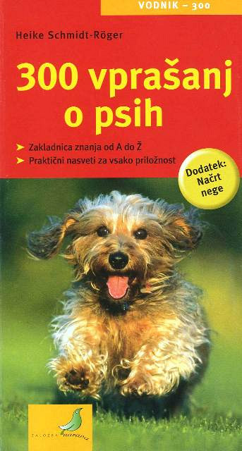 naslovnica knjige 300 vprašanj o psih. priročnik z odgovori na najpogostejša vprašanja o psih