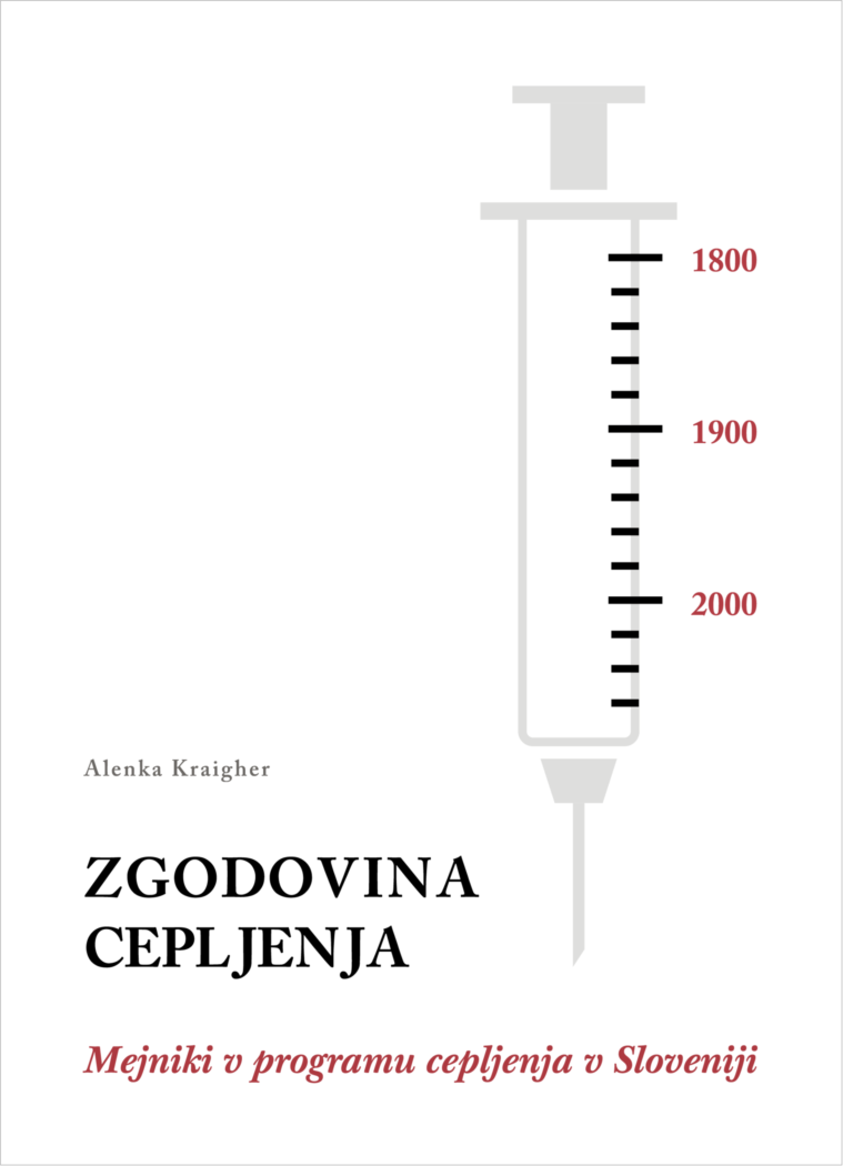 naslovnica knjige Zgodovina cepljenja Alenke Kraigher. knjiga o razvoju cepljenja v Sloveniji