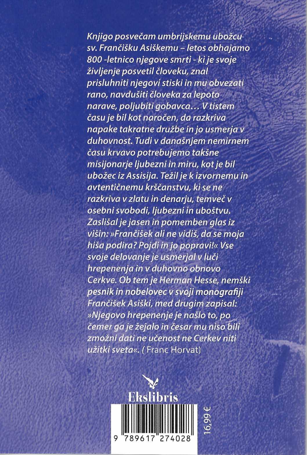 Zadnja stran knjige Rešujmo človeka. zbirka esejev Franca Horvata