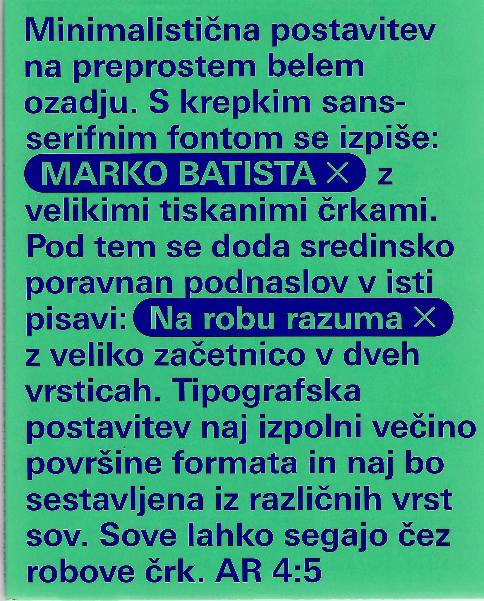 Marko Batista: Na robu razuma – dvojezični razstavni katalog Cukrarne