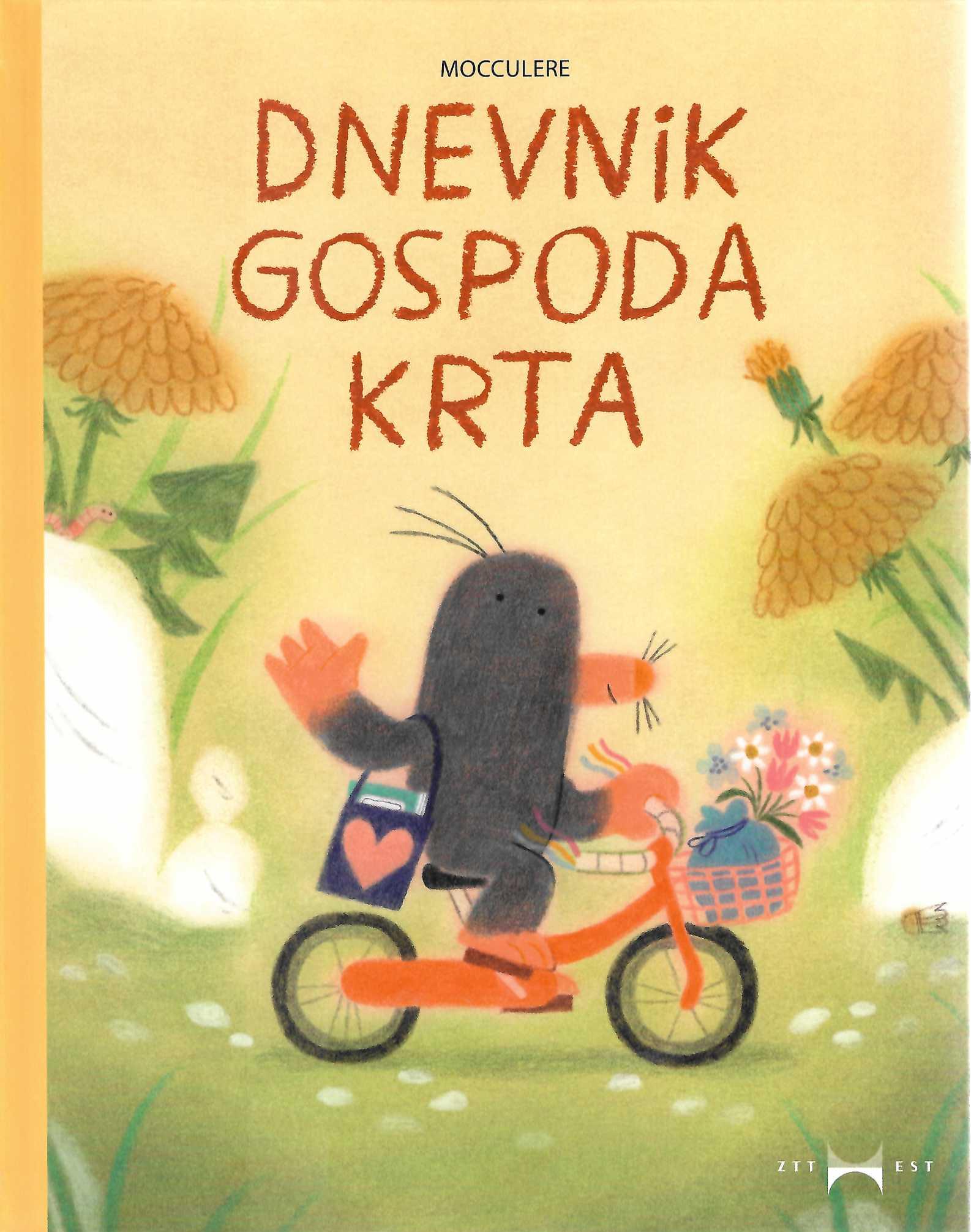 Naslovnica knjige Dnevnik gospoda Krta avtorice in ilustratorke Mocculere (Mojce Novak), zbirke ilustriranih zgodb o gospodu Krtu.