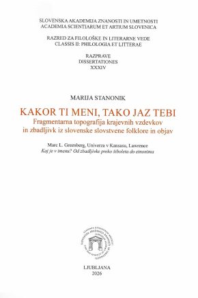 naslovnica knjige Kakor ti meni, tako jaz tebi Marije Stanonik. Strokovna knjiga o slovenskih zbadljivkah med vasmi