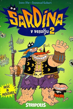 naslovnica stripa Sardina v vesolju. otroški strip o vesoljskih piratih